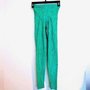 ABSTRACT PRINT NEON AQUA ACTIVE GYM LEGGINGS SIZE XS